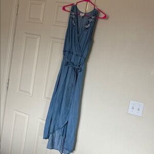 Floral Embroidered Jean Dress